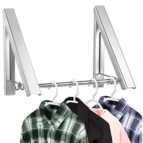 LECDDL Retractable Clothes Racks - Laundry Hangers Wall Mount - Wall Mounted Folding Clothes Hanger Drying Rack - Waterproof Indoor Outdoor Wall Mounted Clothes Hanger, 2 Racks with Rod LECDDL Retractable Clothes Racks - Laundry Hangers Wall Mount - Wall Mounted Folding Clothes Hanger Drying Rack - Waterproof Indoor Outdoor Wall Mounted Clothes Hanger, 2 Racks with Rod