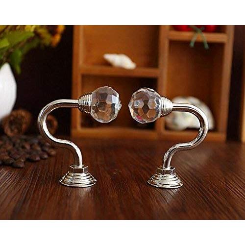1 Pair(2Pcs) Retro Crystal Wall Window Decorative Curtain Drapery Tieback Hanger Holdbacks Clip Ring Rod Wall Bracket Hook Hanger Holder for Curtain Clothes Hat Coat Shoulder Bag Towel(Silver)