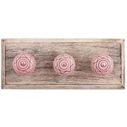 Indianshelf Handmade 1 Artistic Vintage Pink Wooden Pattern Etched Key Hooks Hangers/Clothes Hooks for Doors