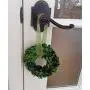 5&quot Small Preserved Mini Boxwood Wreath with Sheer Green Ribbon for Spring Summer Year Round, Christmas, Wedding, Rustic Farmhouse Home Decor, Door or Mirror Hanger, Green, Extra Full, Handmade