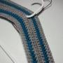 Crocheted Grey with Teal Stripe Coat Hanger Cover Set