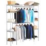 Seville Classics Expandable Double-Rod Clothes Rack Closet Organizer System, 58" to 83" W x 14" D x 72", Plated Steel