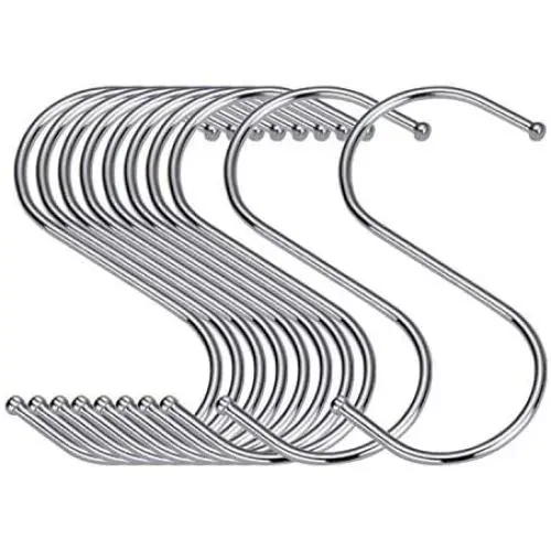 S Shaped Hooks Stainless Steel Metal Hangers Hanging Hooks for Kitchen, Work Shop, Bathroom, Garden (S/10pcs) S Shaped Hooks Stainless Steel Metal Hangers Hanging Hooks for Kitchen, Work Shop, Bathroom, Garden (S/10pcs)