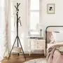 SONGMICS Coat Rack Stand with 6 Hooks and Storage Shelf, Urban Industrial Style, Corner Hall Tree Hanger for Entryway, Hallway, for Clothing, Hats, Bags, Black URCR26BC