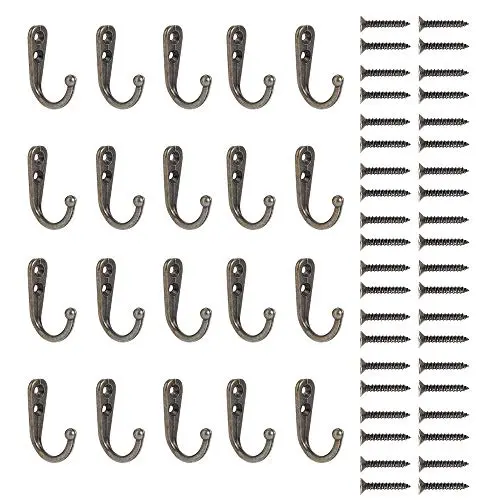 20 Pack Heavy Duty Dual Coat Hooks Wall Mounted with 44 Screws Retro Double Hooks Utility Black Hooks for Coat, Scarf, Bag, Towel, Key, Cap, Cup, Hat … 20 Pack Heavy Duty Dual Coat Hooks Wall Mounted with 44 Screws Retro Double Hooks Utility Black Hooks for Coat, Scarf, Bag, Towel, Key, Cap, Cup, Hat …