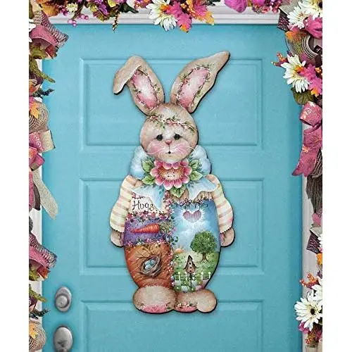 Spring Wreath - BELLA BUNNY Wooden Door Hanger by Jamie Mill Price - Wall decor - Wall Hanging #8457601H