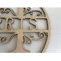 Custom Wood Family Last Name Sign Wooden Wedding Gift Initial Split Letter Laser Cut First Names Est Year Established Date Personalized Monogram Home Decor Front Door Hanger Wreath Housewarming Gift