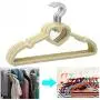 10pcs Random Color Clothes Hangers Plastic Heart-Shaped Flocking Hanger Portable Drying Rack Hanger Home Clothing Organizer