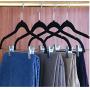 10pcs Velvet Skirt Hangers, with Clips Non Slip Velvet Clothes Hangers, with Notches for Pants and Coat Slim and Heavy Duty