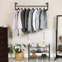 SONGMICS Wall-Mounted Clothes Rack, Industrial Pipe Clothes Hanging Bar, Space-Saving, 43.3 x 11.8 x 11.5 Inches, Holds up to 132 lb, Easy Assembly, for Small Space, Black UHSR64BK