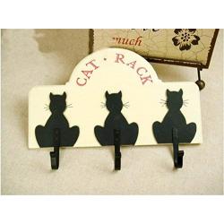 Christmas Gift 2 Pcs Set Kitty Cat Vintage Hand Made Painted Poly Resin Clutch and Perfume Home Door Wall Mount Hooks Home Towel Clothes Hat Coat Key Hanger (Cat)