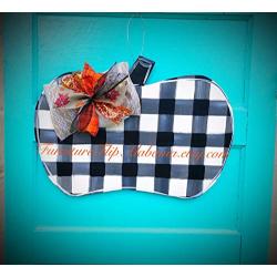 Gingham pumpkin door hanger farmhouse pumpkin wreath