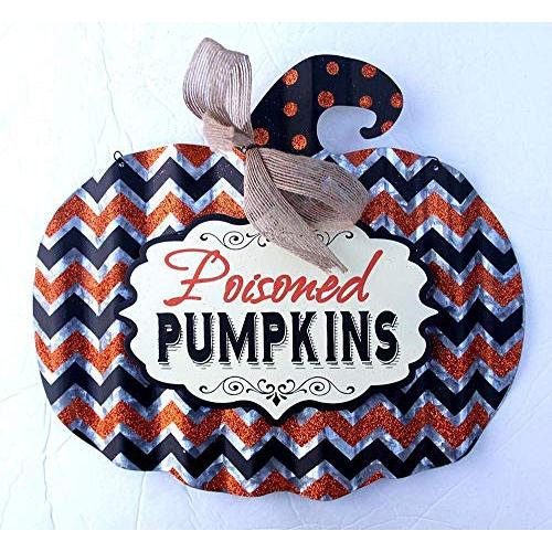 Halloween Greetings Galvanized pumpkin wall decoration front door hanger