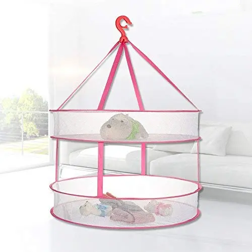 Wuyue Hua Portable Folding Drying Rack Double Hanging coat Clothes Laundry Hangers Dryer Net for Underwears Sweater Garments