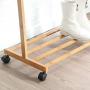 Bedroom Mobile Coat Rack Bamboo Simple Hanger Multi-Functional Clothes Rack (Color : Primary Color, Size : 80cm)