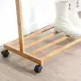 Bedroom Mobile Coat Rack Bamboo Simple Hanger Multi-Functional Clothes Rack (Color : Primary Color, Size : 80cm)