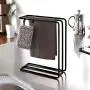 M-TOP Dishcloth Holder for Kitchen Sink Tower Dishcloth Hanger 3 Tier Kitchen Cloth Rack with 2 Sponge Hooks Countertop Towel Rag Washcloth Stand to Hang Sponges,Dish Cloths,ragsblack-2 Packs