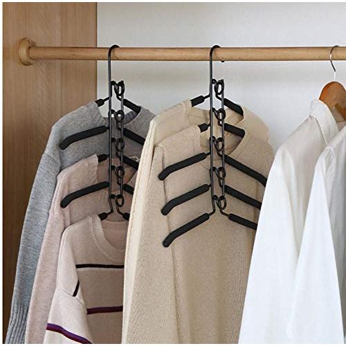 2pcs 5 in 1 Multi-Layer Clothes Hangers Space-Saving Multiple Non-Slip Hanger for Wardrobe