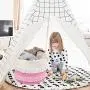 Large Rope Basket ? 16x13 Pink Decorative Woven Basket for Toys, Blankets, or Laundry, Cute Tassel Decor for Baby & Girl - Home Storage Container Large Rope Basket ? 16x13 Pink Decorative Woven Basket for Toys, Blankets, or Laundry, Cute Tassel Decor for Baby & Girl - Home Storage Container