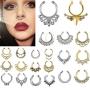 Maggie 11Pcs Fake Septum Clicker Nose Ring Rhinestone Non Piercing Hanger Clip Body Jewelry