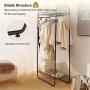 LANGRIA Compact Free-Standing Garment Rack Made of Sturdy Iron with Spacious Storage Space, 2 Shelves, 1 Clothes Hanging Rod, Heavy Duty Clothes Organizer for Bedroom, Entryway (Black)