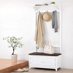 European Style Coat Racks Landing Bedroom Creative Clothes Hanger Living Room Storage Multifunction Change The Shoe Stool Can Be Stored   Stool Coat Rack 8237170cm Pine ( Color : White )