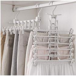 5pcs Plastic Cloth Hangers with Clips Folding Clothes Drying Rack Trousers Pants Hanger Rack Wardrobe Hooks Home Storage Organizer