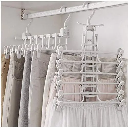5pcs Plastic Cloth Hangers with Clips Folding Clothes Drying Rack Trousers Pants Hanger Rack Wardrobe Hooks Home Storage Organizer 5pcs Plastic Cloth Hangers with Clips Folding Clothes Drying Rack Trousers Pants Hanger Rack Wardrobe Hooks Home Storage Organizer