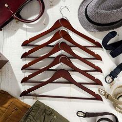 AN&GLOBALS Premium Wooden Clothes Hangers Dress Hanging Coat Suit Hanger Solid Cherry Wood 20pcs.