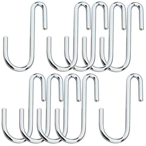 BAYEAR 10 piececarbon Steel Silver S-Shaped Hooks, S Hooks, Hanger Hooks, Durable Metal Hooks, Suitable for Kitchen, Bathroom Closet, Office Flower Basket, Garden Plants or Outdoor Activities.