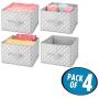 mDesign Soft Fabric Closet Storage Organizer Holder Boxes Bin - Attached Handle, Open Top, for Child/Kids Bedroom, Nursery, Toy Room - Fun Polka Dot Print - Medium, 4 Pack - Gray/White Dots