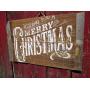 Vintage look MERRY CHRISTMAS Chalk Couture style old time font jute hanger antique style primitive style. weathered wood sign