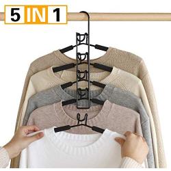 PUPOUSE Hangers Space Saving, 5 in 1 Non-Slip Metal Magic Clothes Hanger Wide Shoulder Multifunctional Adult Clothes Rack for Household Space Saver, Coat Suit Jacket Sweater Skirt Shirt Pants