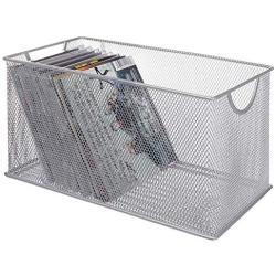 SK SHARKBANG Metal Mesh CD Basket Holder Disc Organizer Desk Storage Bin Boxes for Home&Office Silver