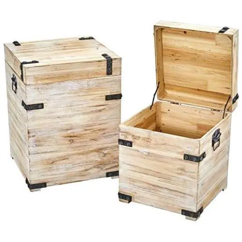 Nearly Natural White Wash Storage Boxes/Trunks (Set of 2), 2 Piece Nearly Natural White Wash Storage Boxes/Trunks (Set of 2), 2 Piece