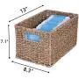 StorageWorks Seagrass Wicker Storage Baskets, Rectangular Hand-Woven Basket with Handle, 12.9” x 8.3” x 7”, 2-Pack