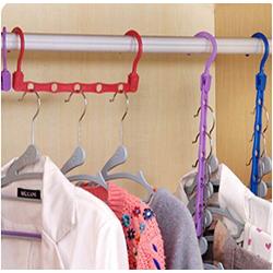 10pcs Random Color Portable Space Saver Wonder 5-Hole Magic Clothes Hanger Hook Closet