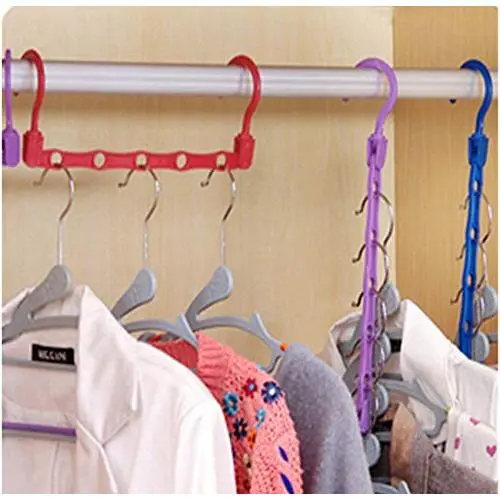 10pcs Random Color Portable Space Saver Wonder 5-Hole Magic Clothes Hanger Hook Closet 10pcs Random Color Portable Space Saver Wonder 5-Hole Magic Clothes Hanger Hook Closet