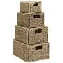 Best Choice Products Woven Seagrass Multi-Purpose Storage Boxes Baskets for Home Decor, Organization w/Lids, Set of 4, Natural