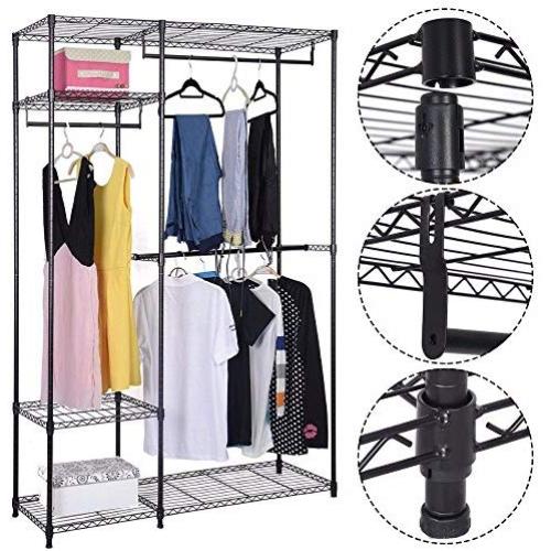 48&quotx18&quotx71" Closet Organizer Garment Rack Portable Clothes Hanger Home Shelf