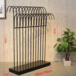 WZP Clothing Display Stand Double Row of Island Clothing Rack,Clothing Store Hook Display Stand,Display Stand Floor Wrought Iron Hanger Rack Floor-Standing/Black / 150CM