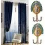 MonkeyJack Retro 3D Design 1 Pair Peacock Double Metal Clothes Towel Bag Wall Hanger DIY Hook - Gold