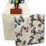 BANBERRY DESIGNS Fabric Cube Storage Bin with Padded Butterflies Cover ? Collapsible Storage Boxes ? Decorative Butterfly Foldable Container with Lid Perfect for Organization - 12