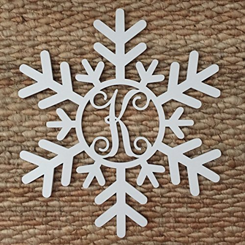 Monogram Snowflake Door Hanger - Christmas Door Hanger - Snowflake Initial Wreath - Winter Door Hanger - Snowflake Wreath - Christmas Decor