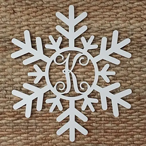Monogram Snowflake Door Hanger - Christmas Door Hanger - Snowflake Initial Wreath - Winter Door Hanger - Snowflake Wreath - Christmas Decor