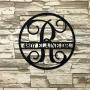 Wedding Photo Frame - Personalized Circle Vine Family Name & Initial Metal Sign - Metal Monogram Sign - Housewarming Gift - Wedding Gift - Door Hanger