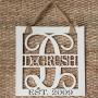 Last Name Door Hanging Year Established - Family Monogram Door Hanger - Wood Square Door Hanger - Wedding Gift - Housewarming Gift