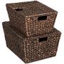 Manoch 2 Pieces Set Hand Woven Water Hyacinth Wicker Baskets Storage Organizer Bins Handles Large Basket Dimensions: 21.5"(L) x 13.5"(W) x 10"(H) Small Basket: 18"(L) x 12"(W) x 8"(H) Manoch 2 Pieces Set Hand Woven Water Hyacinth Wicker Baskets Storage Organizer Bins Handles Large Basket Dimensions: 21.5"(L) x 13.5"(W) x 10"(H) Small Basket: 18"(L) x 12"(W) x 8"(H)