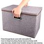 Large Linen Fabric Foldable Storage Container [2-Pack] with Removable Lid and Handles,Storage bin Boxes Cubes Organizer - Gray for Home, Office, Nursery, Closet, Bedroom, Living Room