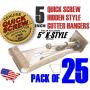 25 Pack Quick Screw 5" inch Aluminum Hidden Rain Gutter Bracket Hook clip style Hangers with pre inserted 3" long ?" hex head self drilling screw